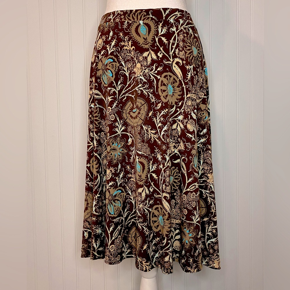 Vintage Patterned Midi Skirt